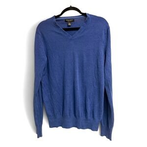Banana Republic Luxury Blend Silk Cashmere V-Neck Sweater Blue Mens M Tall